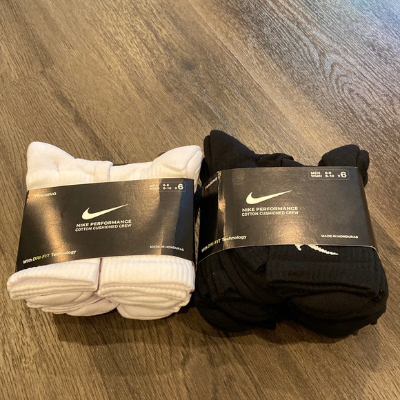 Nike Accessories 6 Pack White Nike Crew Socks And 6 Pack Black Nike